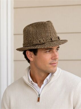 Stetson • Wool Herringbone Tweed Fedora Hat 6 7/8